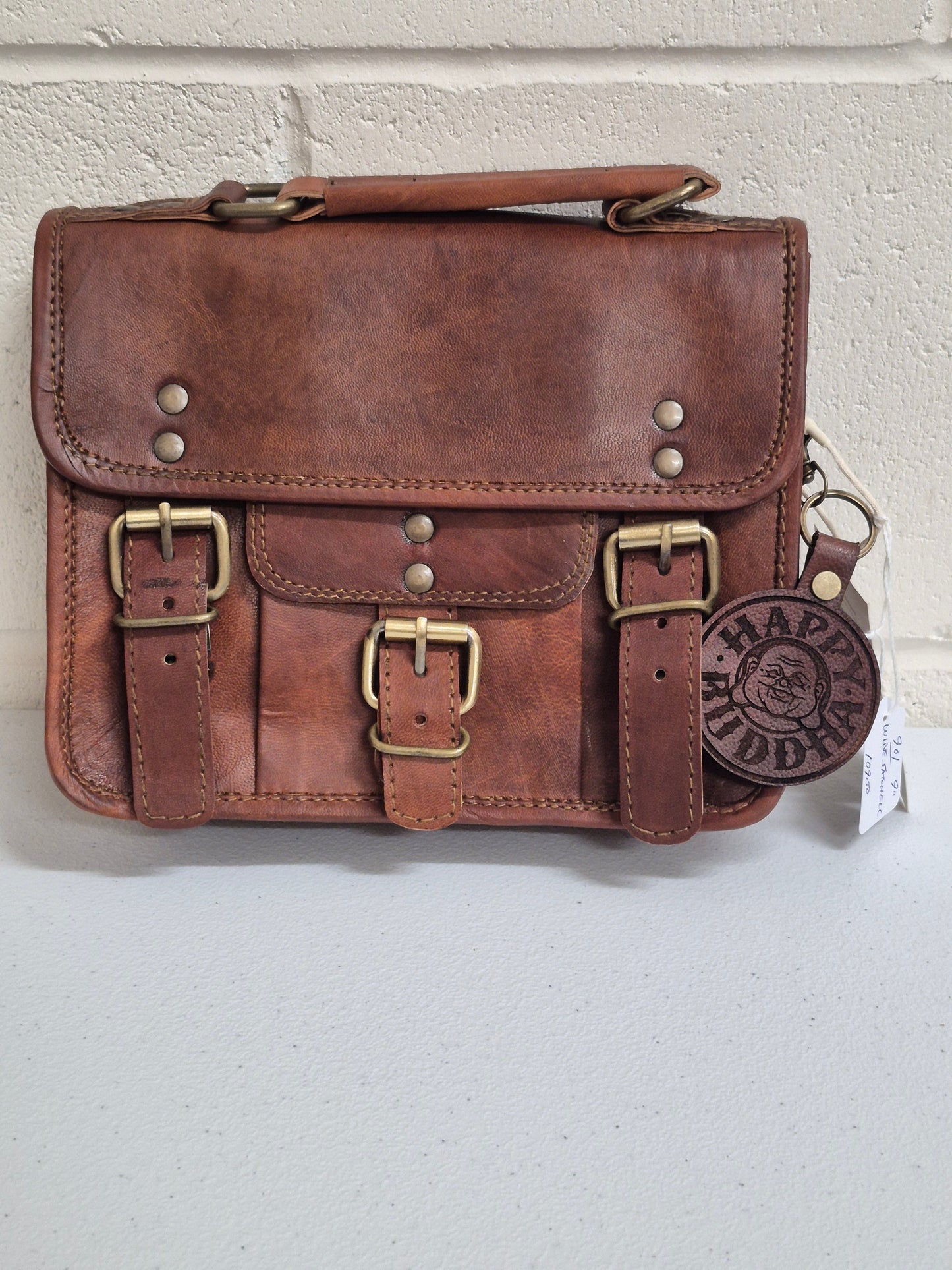 Wide Satchel Double Gusset Happy Buddha