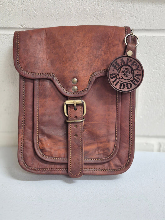 9" Tall Satchel - Round Happy Buddha