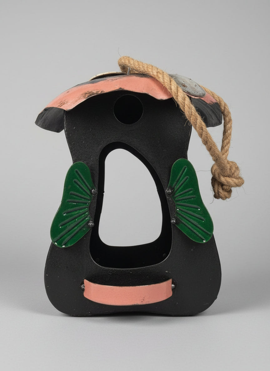 Mushroom Birdhouse Handmade Recycled Metal