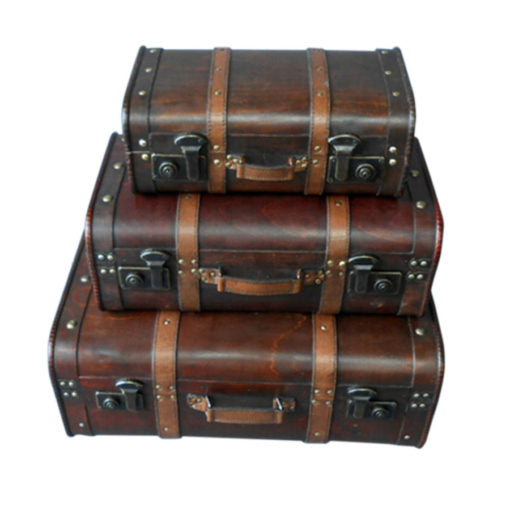 Wooden suit cases 3 set Happy Buddha