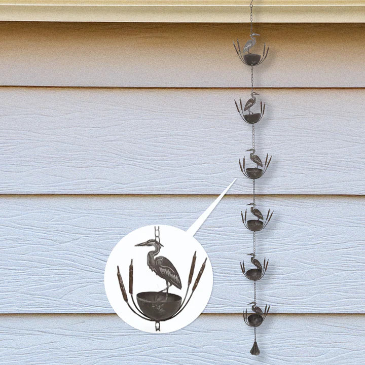 Crane and Cattails Rain Chime