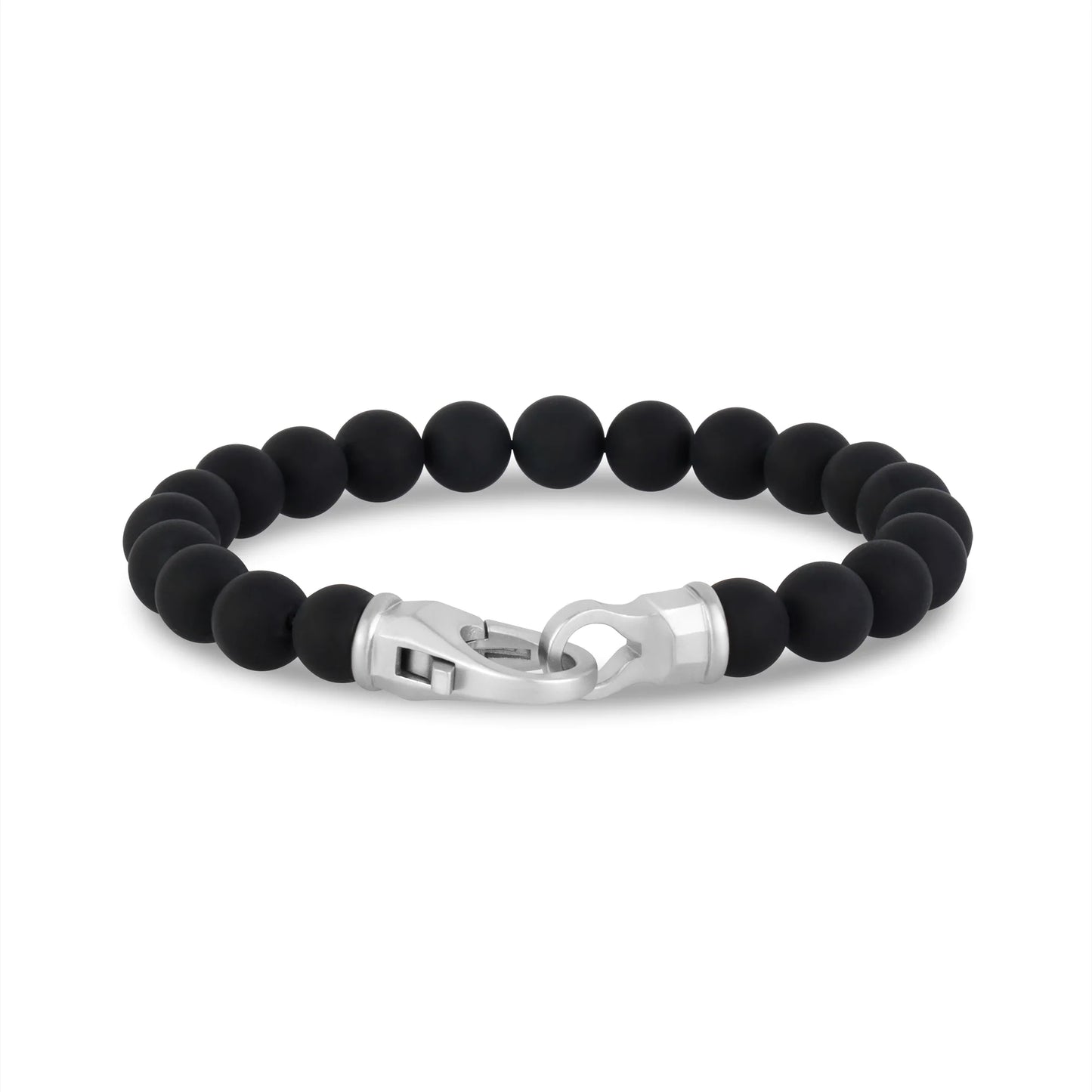 8mm Matte Black Onyx Bead Bracelet 8in