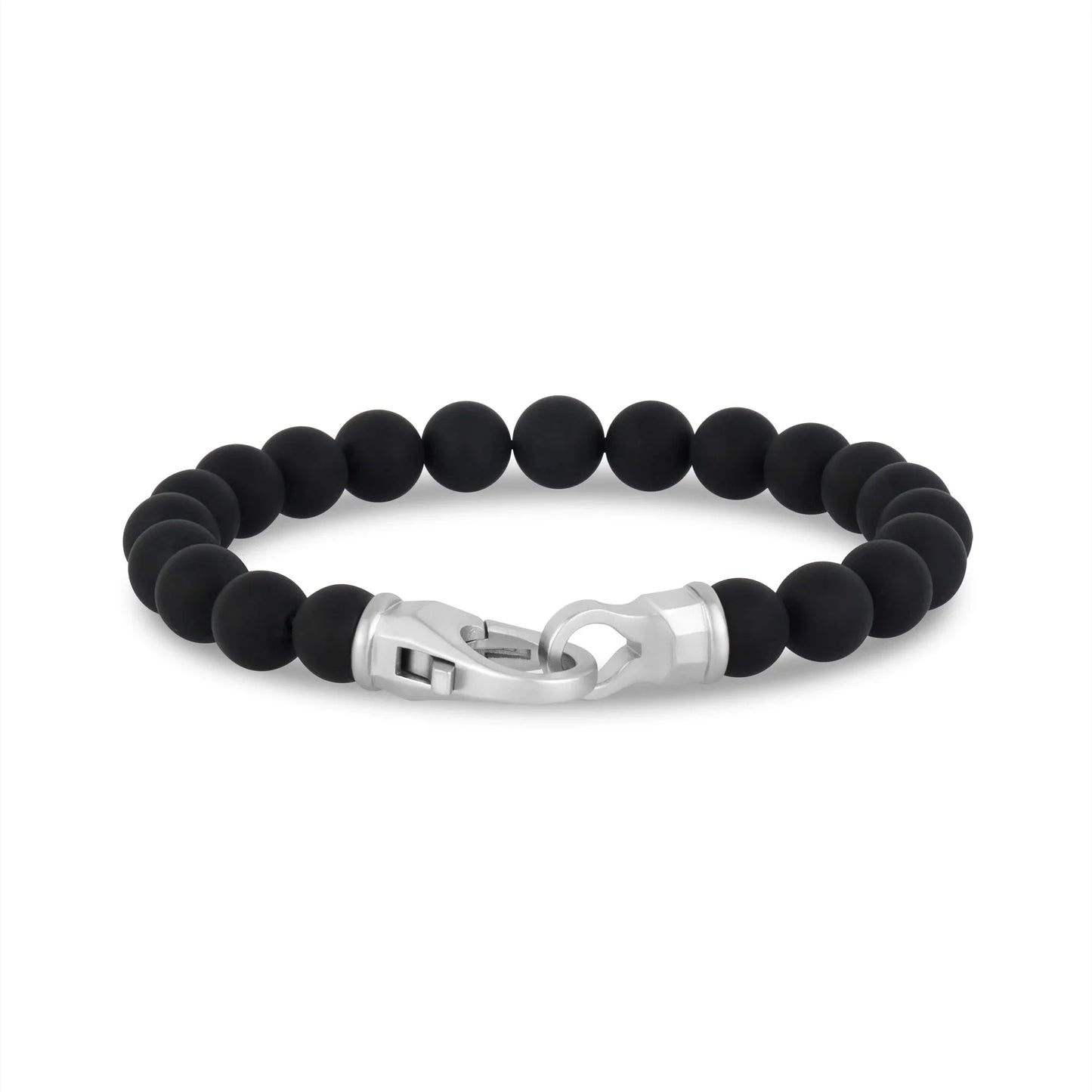 8mm Matte Black Onyx Bead Bracelet 8.5in Happy Buddha