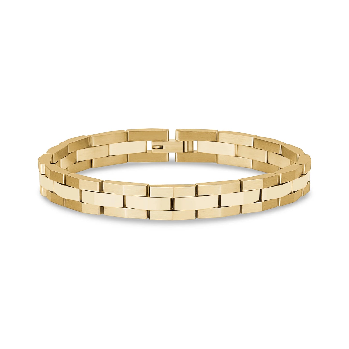 8mm Gold Steel Link Bracelet 8in