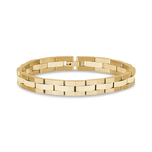 8mm Gold Steel Link Bracelet 8in