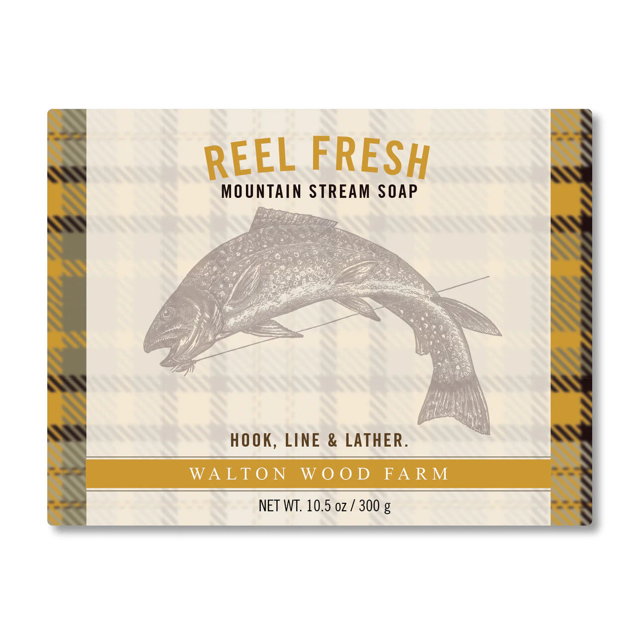 Walton Wood Farm Reel Fresh Mountain Stream Hook, Line,& Lather Soap 300g
