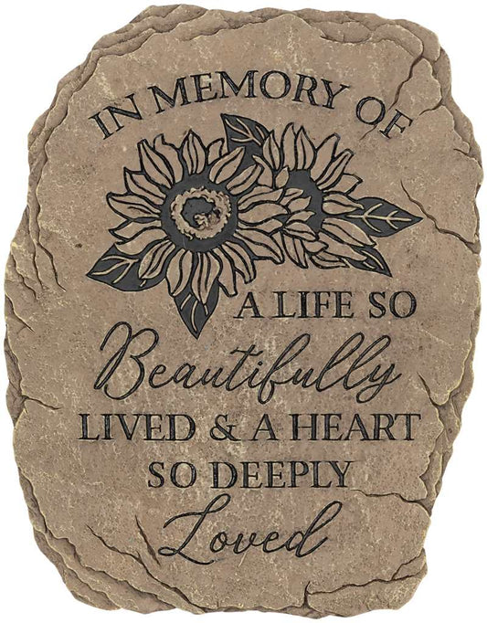 Resin Garden Stone In Memory Of a Life Happy Buddha