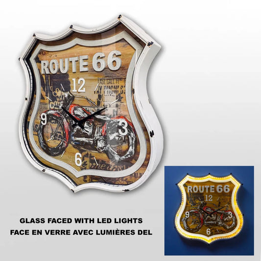 LED Rte 66 Motorcycle Wall Clock Happy Buddha