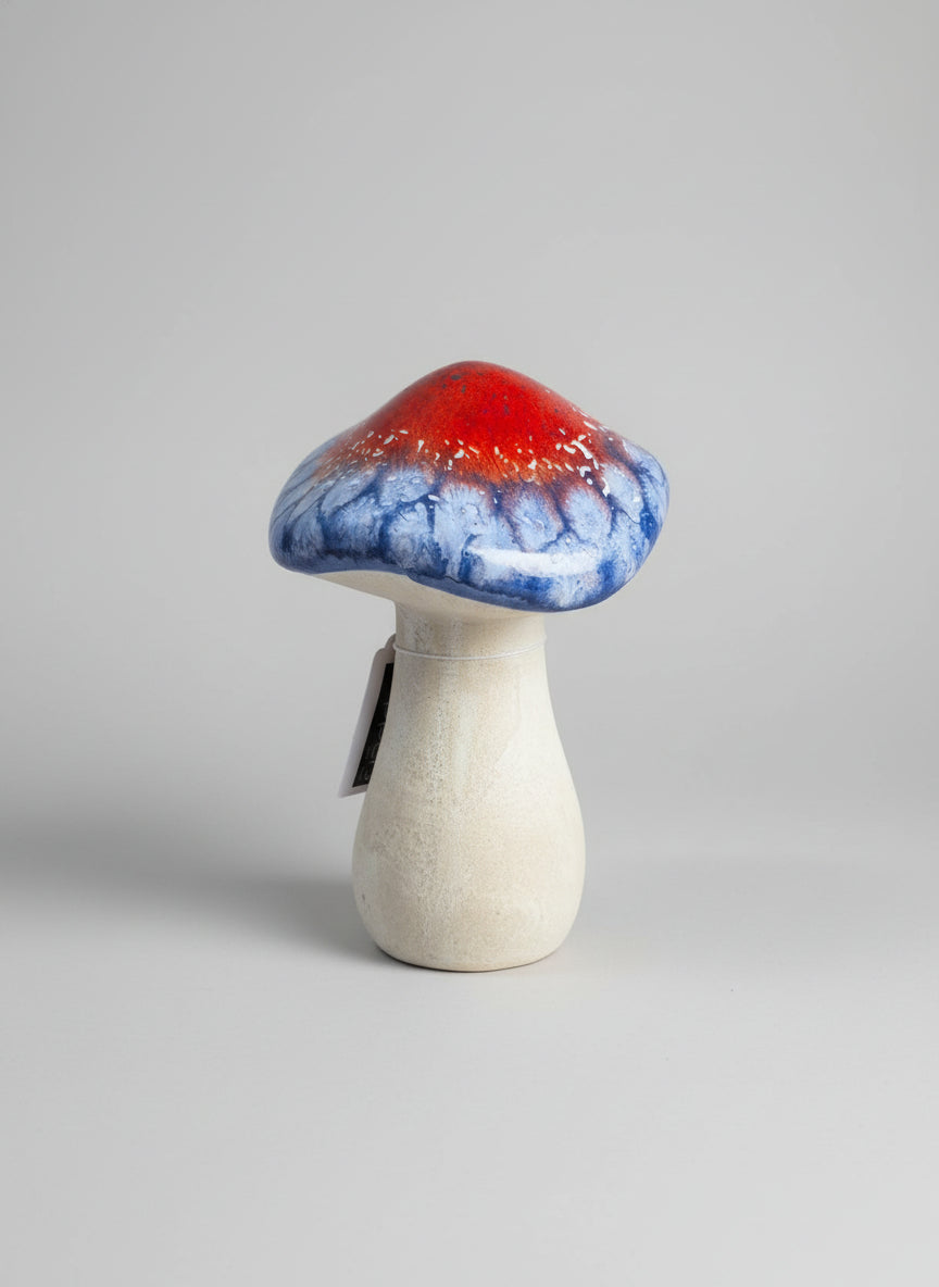 Ceramic Mushroom Red With Blue
