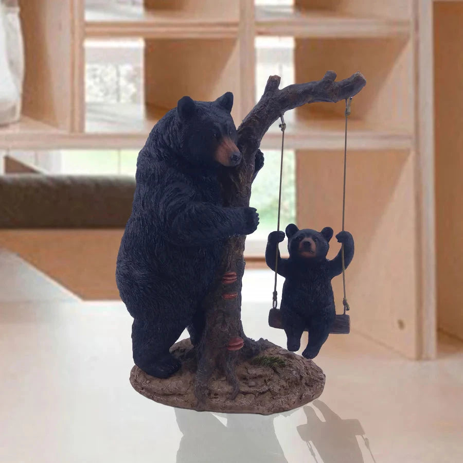 Father Bear and Cub on a Swing Happy Buddha