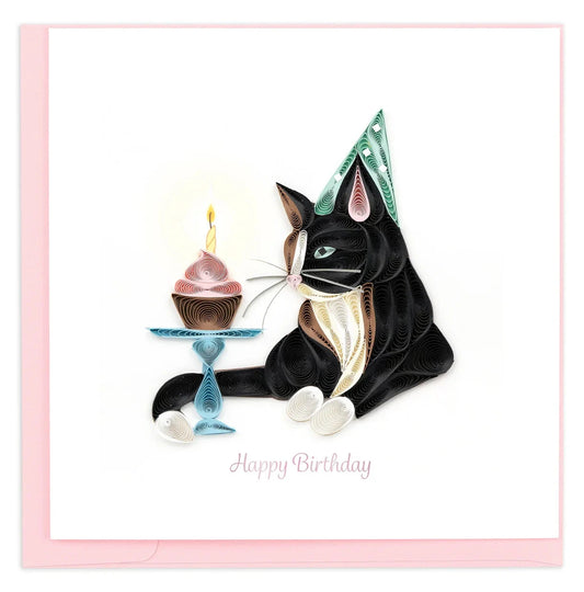 Quilled Birthday Cat Greeting Card Happy Buddha