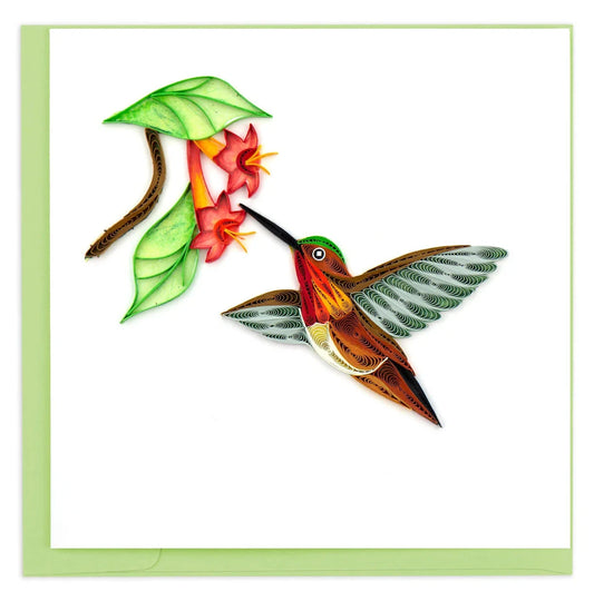 Quilled Rufous Hummingbird Greeting Card Happy Buddha