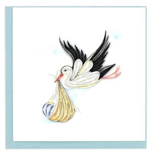 Quilled Special Delivery Stork Greeting Card Happy Buddha
