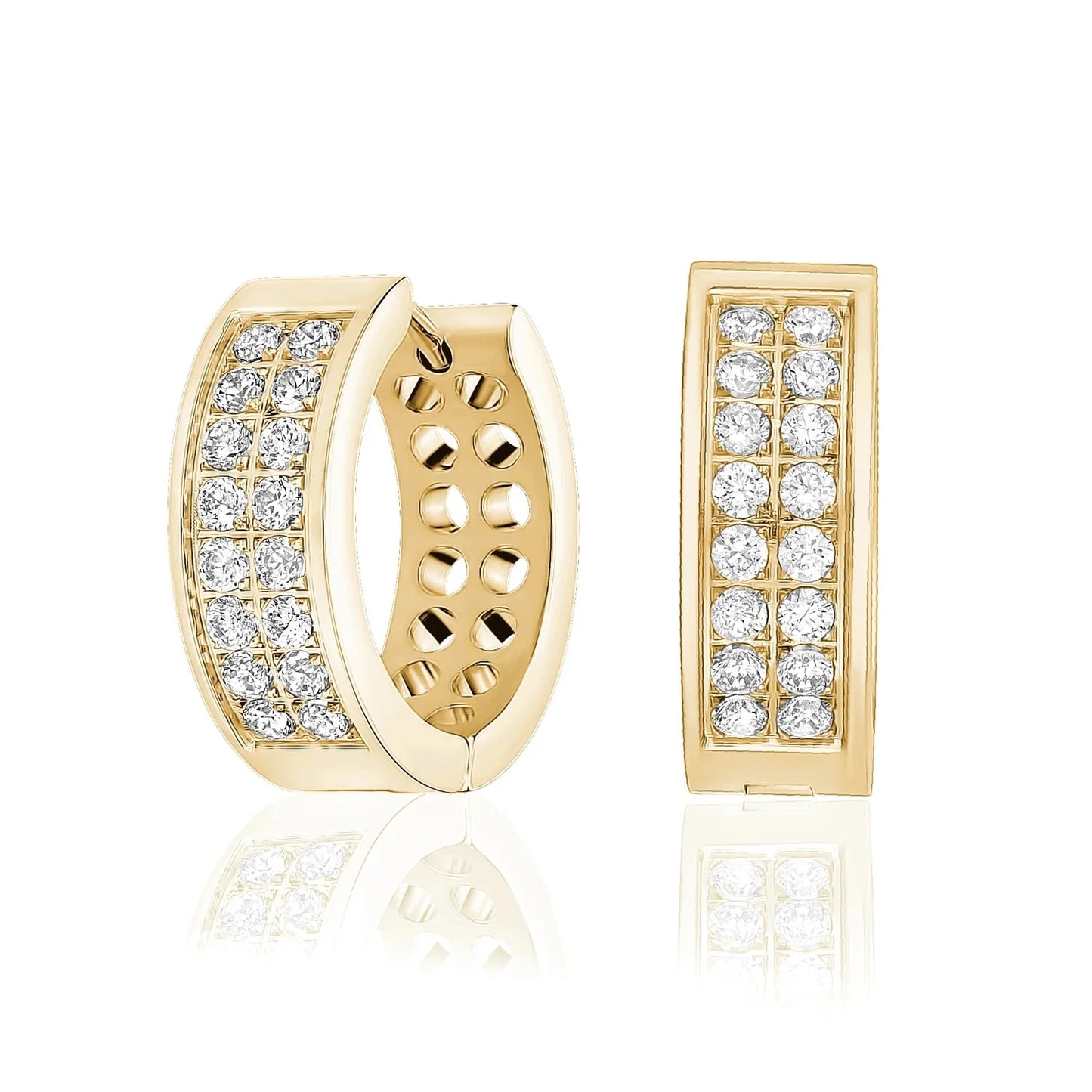 Stone Setting Gold Steel Earrings 7x20 Diameter Happy Buddha