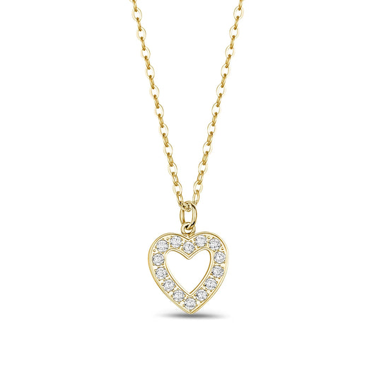 C.Z Heart Gold Stainless Steel Pendant With Chain 18in Happy Buddha