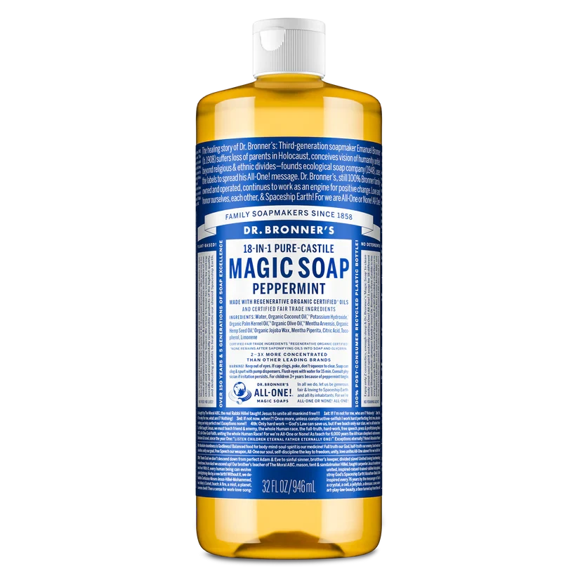 Dr. Bronners 18 in 1 Peppermint Pure Castile Soap 946 ml Happy Buddha