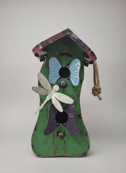 Bird Hideaway Birdhouse Handmade Recycled Metal