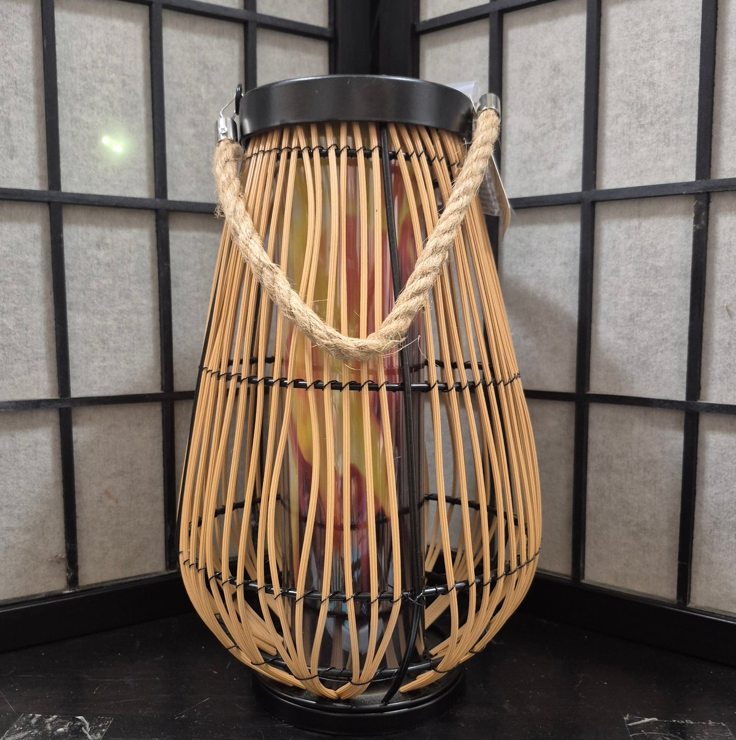 LED Wicker Solar Lantern Pear