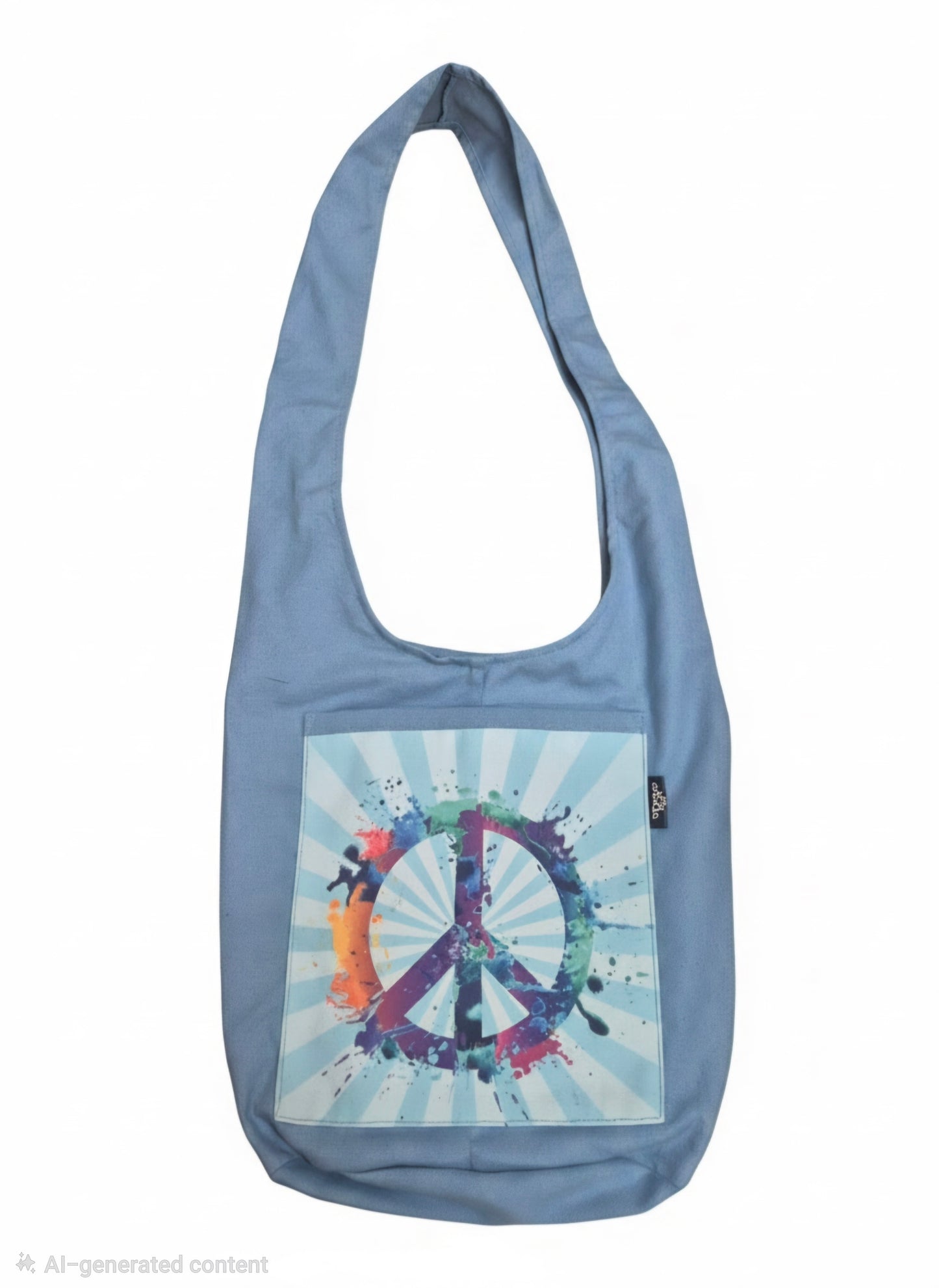 sky blue peace sign monk bag