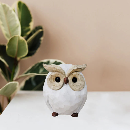 Small Simulated Wood Owl Statue
