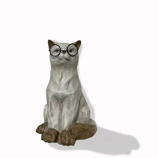White Washed Cat With Glasses