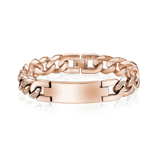Rose Gold Stone Setting I.D Bracelet 7.5in