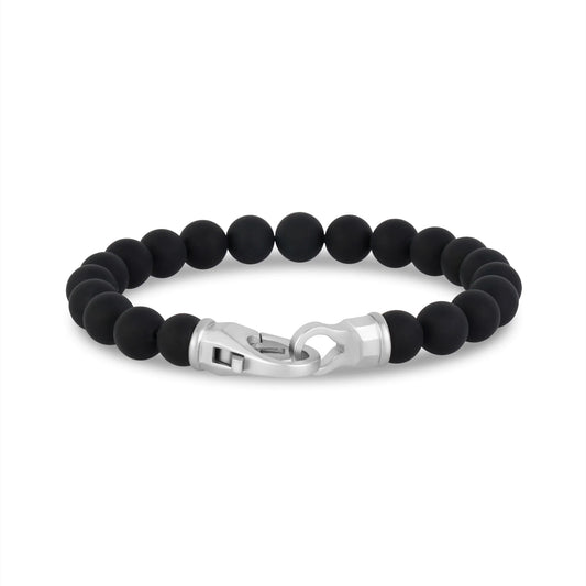 8mm Matte Black Onyx Bead Bracelet 8.5in