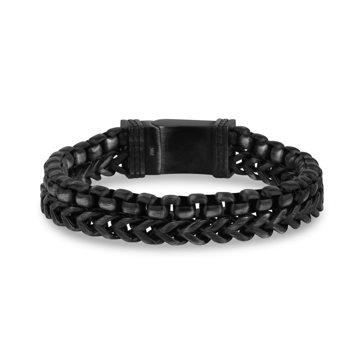 12mm Black Franco Round Box Link bracelet 8in