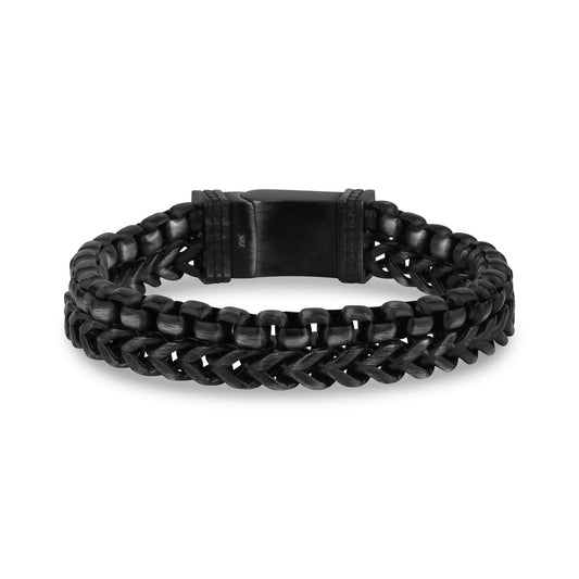 12mm Black Franco Round Box Link bracelet 8.5in