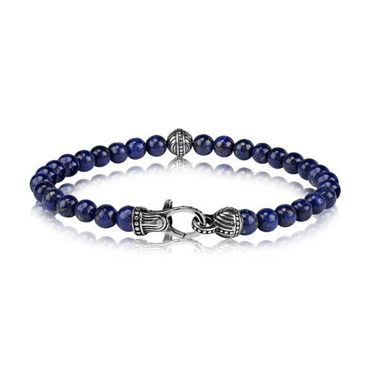 6mm Lapis Lazuli Blue Bead Bracelet 6.5in