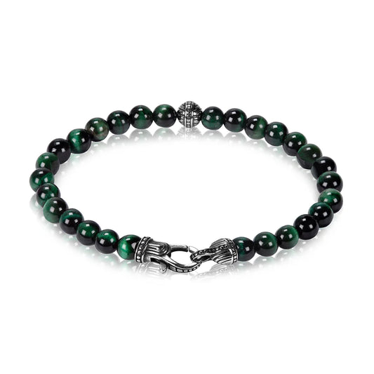 6mm Green Tiger Eye Bracelet 8.5in