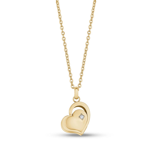 Gold Steel Heart Pendant For Ashes 18'' Chain