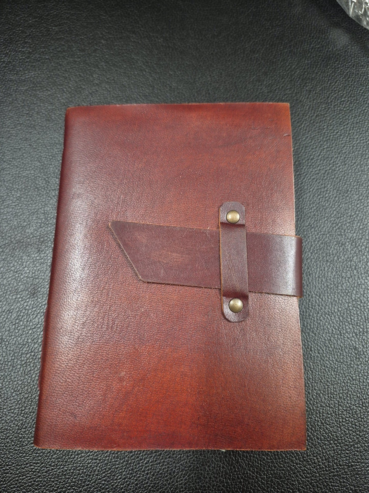 Flat Leather Journal Antique Paper