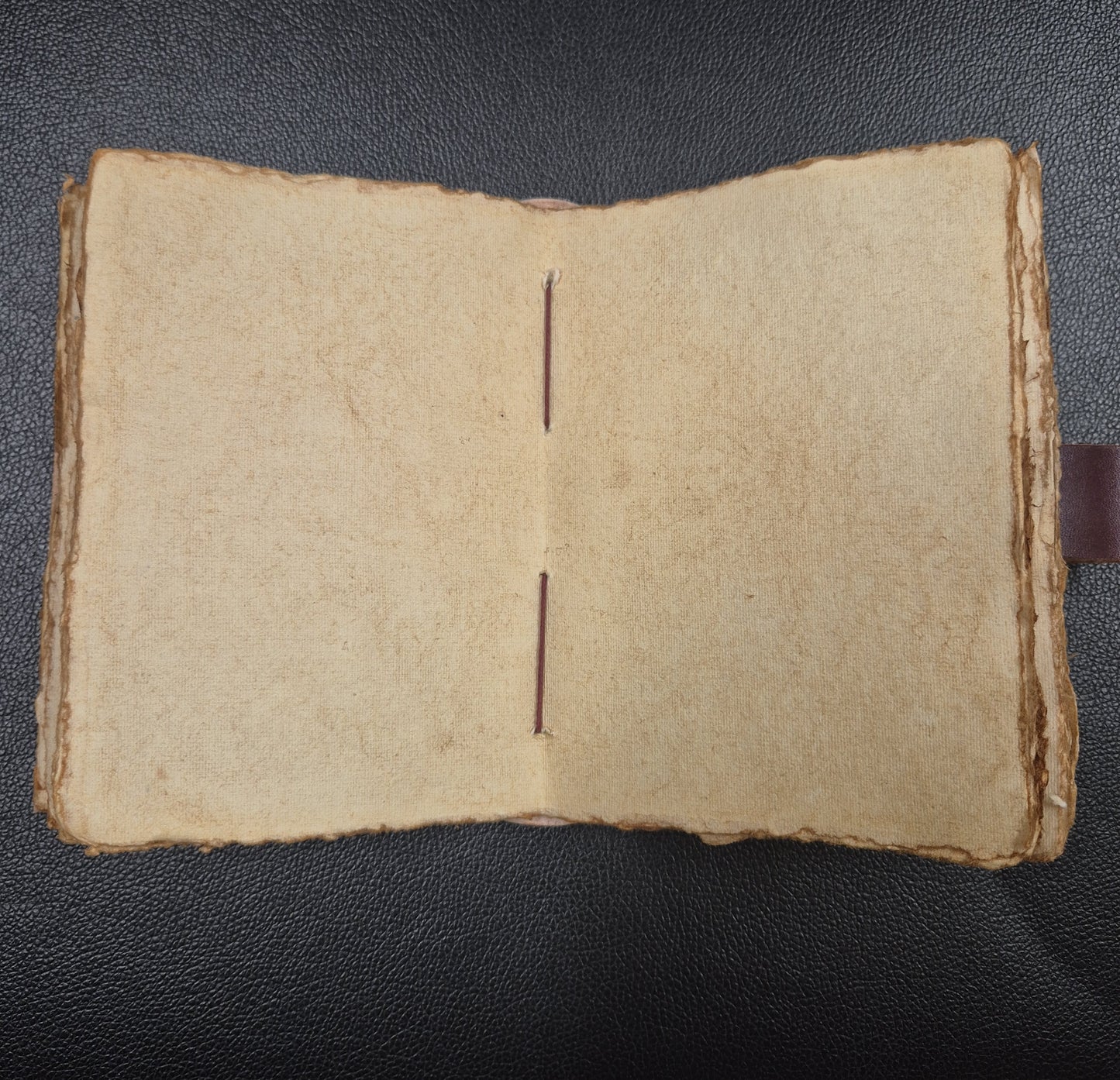 Flat Leather Journal Antique Paper