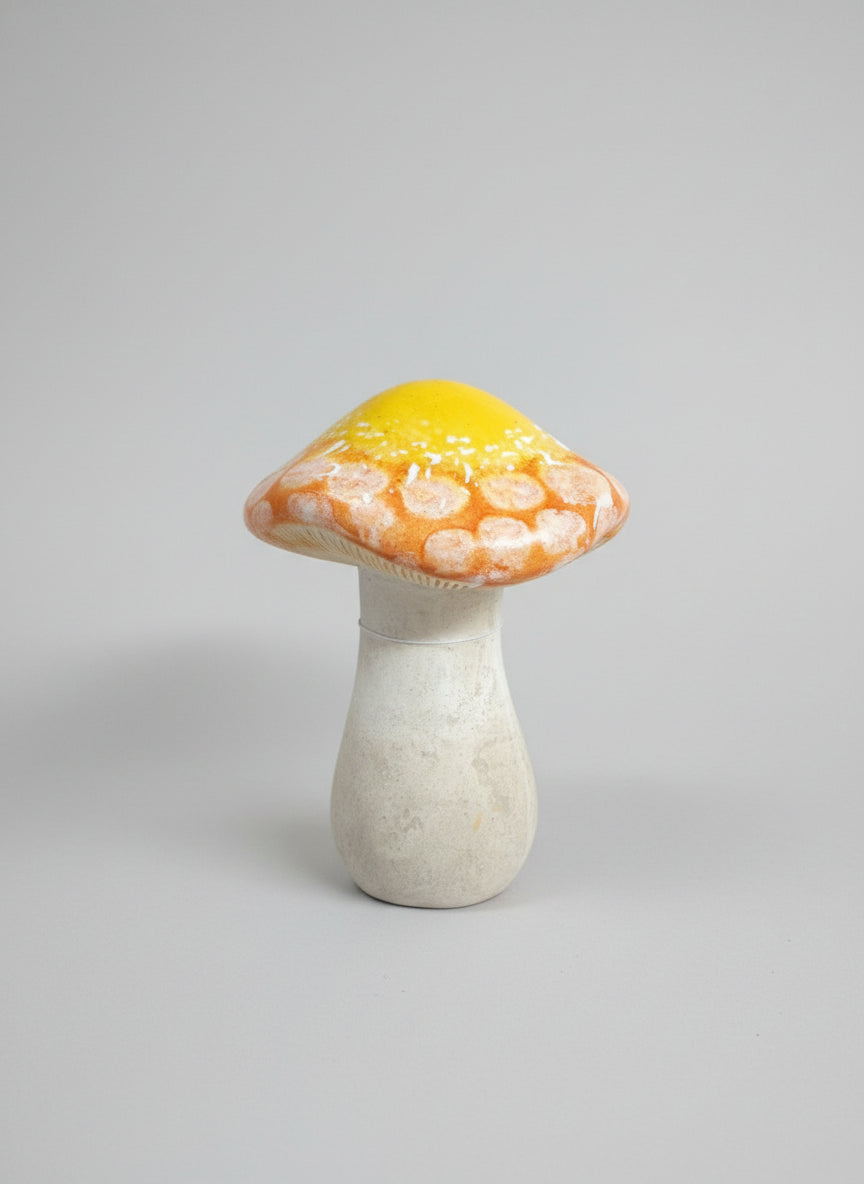 Ceramic Mushroom Yellow With Orange