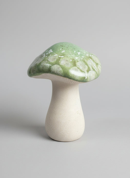 Ceramic Mushroom Green With Brown