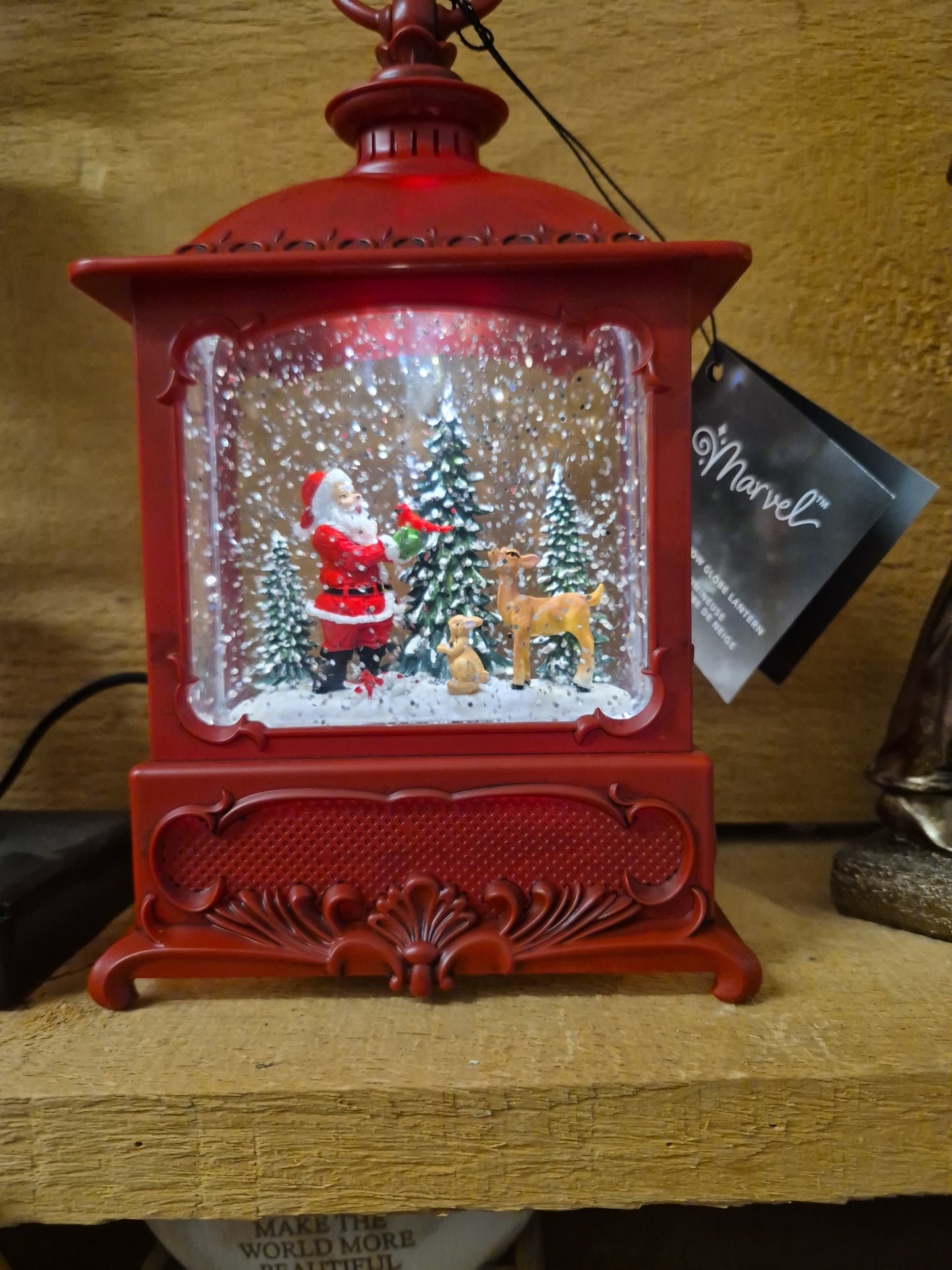 Santa And Deer Snow Lantern