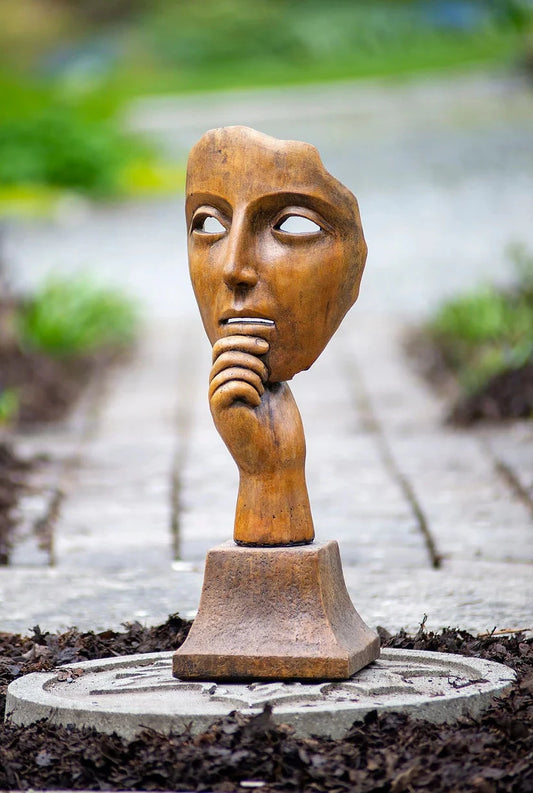 muse-contemplation mask- york stone Happy Buddha