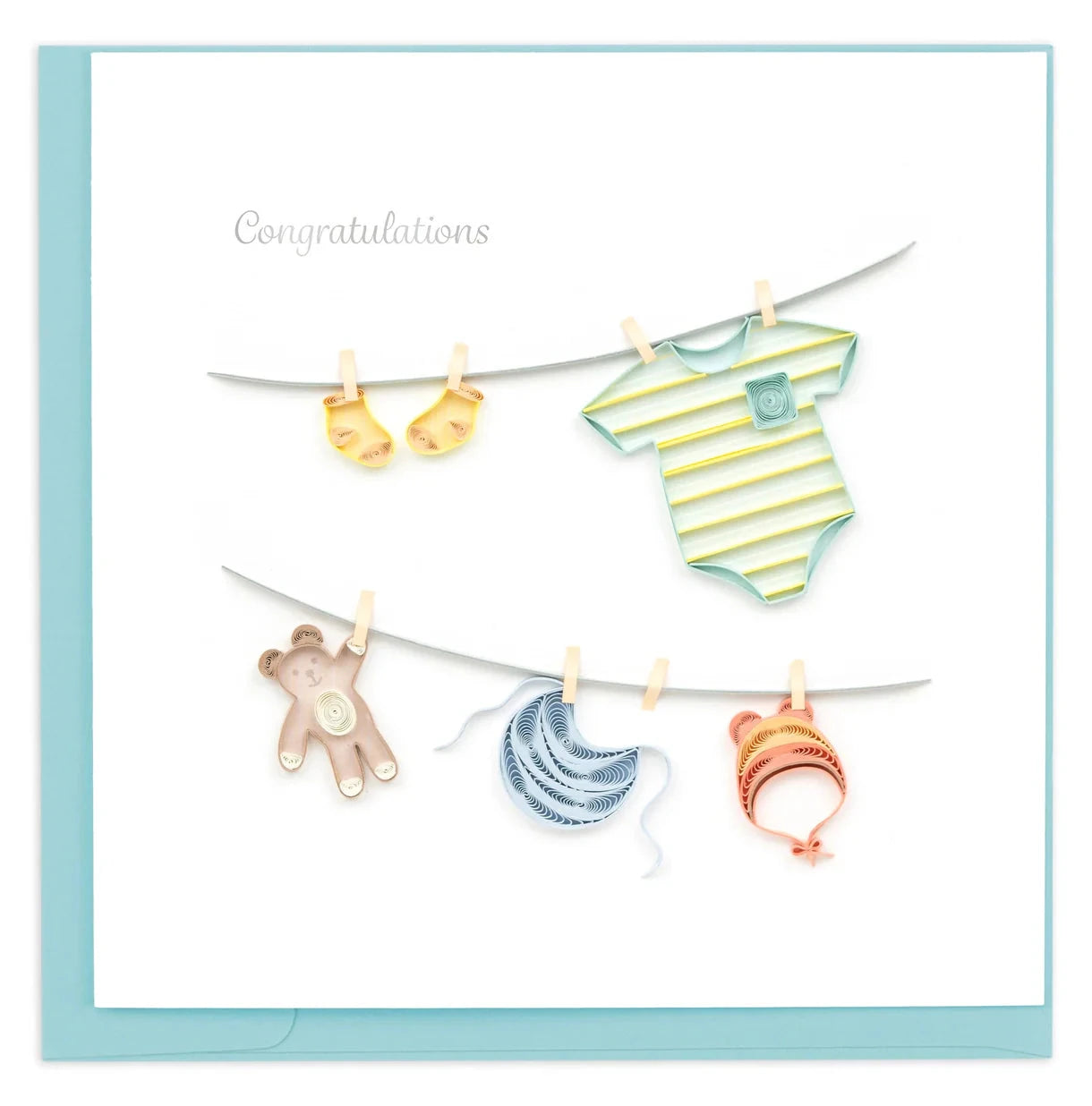 Quilled Baby Clothesline Greeting Card Happy Buddha