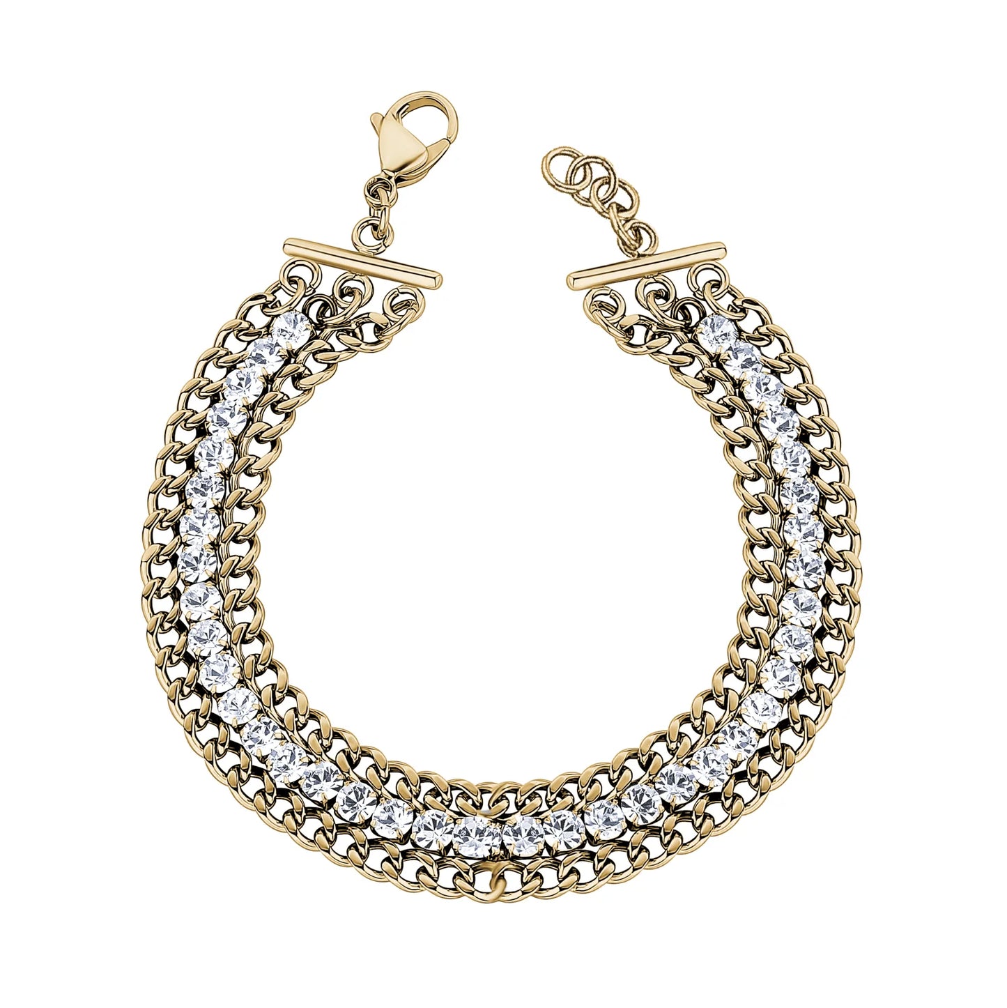 Triple Row Cuban Link Gold Tennis Bracelet