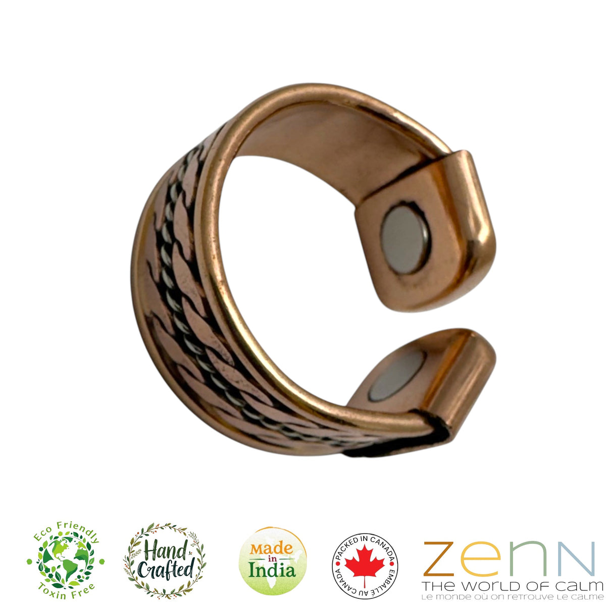 Pure Copper Magnetic Ring Two-Tone Twisted Band
