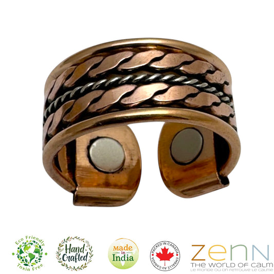 Pure Copper Magnetic Ring Two-Tone Twisted Band
