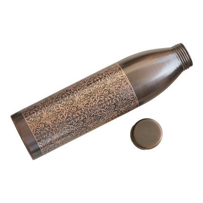 Pure Copper Antique Dark Engraved Bottle, 900 ml/ 30oz