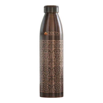 Pure Copper Antique Dark Engraved Bottle, 900 ml/ 30oz