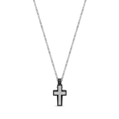 Stone Set Black Ashes Cross Pendant